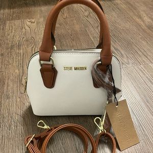 Steve Madden crossbody/Mini Bag. White and Brown. Brand New With Tags